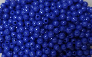 Бусины пластиковые перламутровые d-10мм,100гр (синий матовый)