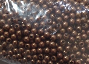 Бусины пластиковые перламутровые d-4мм,100гр (коричневый)