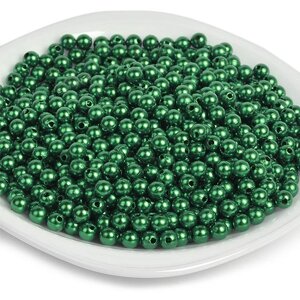 Бусины пластиковые перламутровые d-6мм,100гр (зеленый)