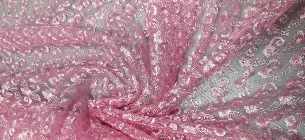 Гипюр Индонезия шир 1,05м, 13,71м в рулоне (розовый) от компании Магазин ШвейМаг - фото 1