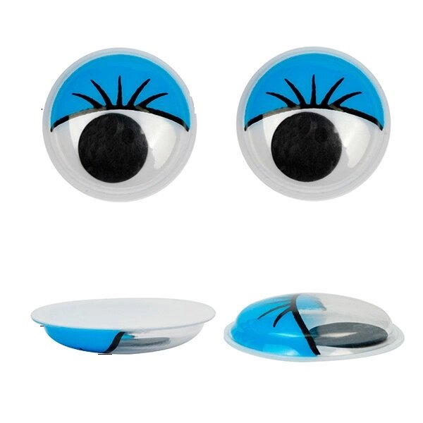 Глаза бегающие с ресницами 12мм  (синие) от компании Магазин ШвейМаг - фото 1