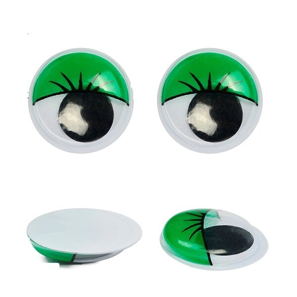 Глаза бегающие с ресницами 15мм  (зеленый) от компании Магазин ШвейМаг - фото 1