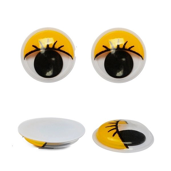 Глаза бегающие с ресницами 15мм  (желтый) от компании Магазин ШвейМаг - фото 1