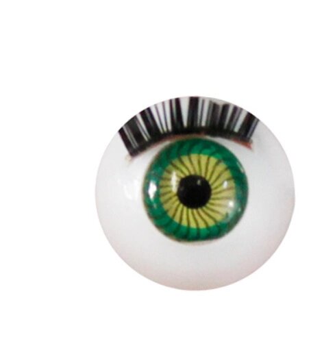Глаза кукольные, круглые с ресницами 10мм (зеленый) от компании Магазин ШвейМаг - фото 1