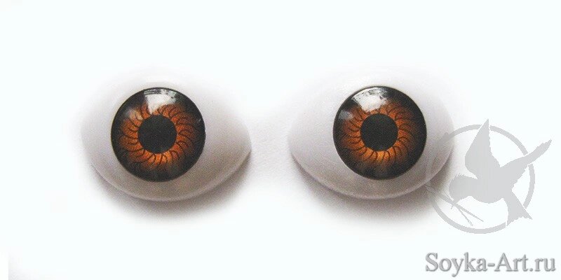 Глаза кукольные, овальные  13/18мм (коричневый) от компании Магазин ШвейМаг - фото 1