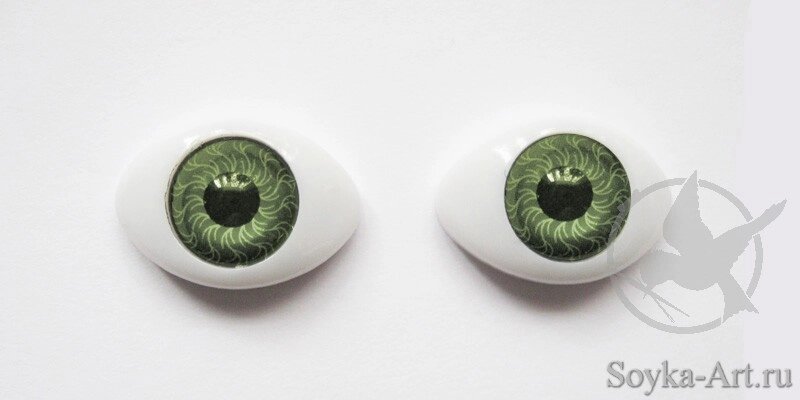 Глаза кукольные, овальные  13/18мм (зеленые) от компании Магазин ШвейМаг - фото 1