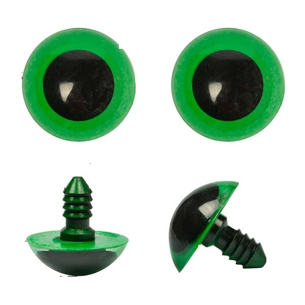 Глаза винтовые 10мм с фиксатором  (зеленый) от компании Магазин ШвейМаг - фото 1