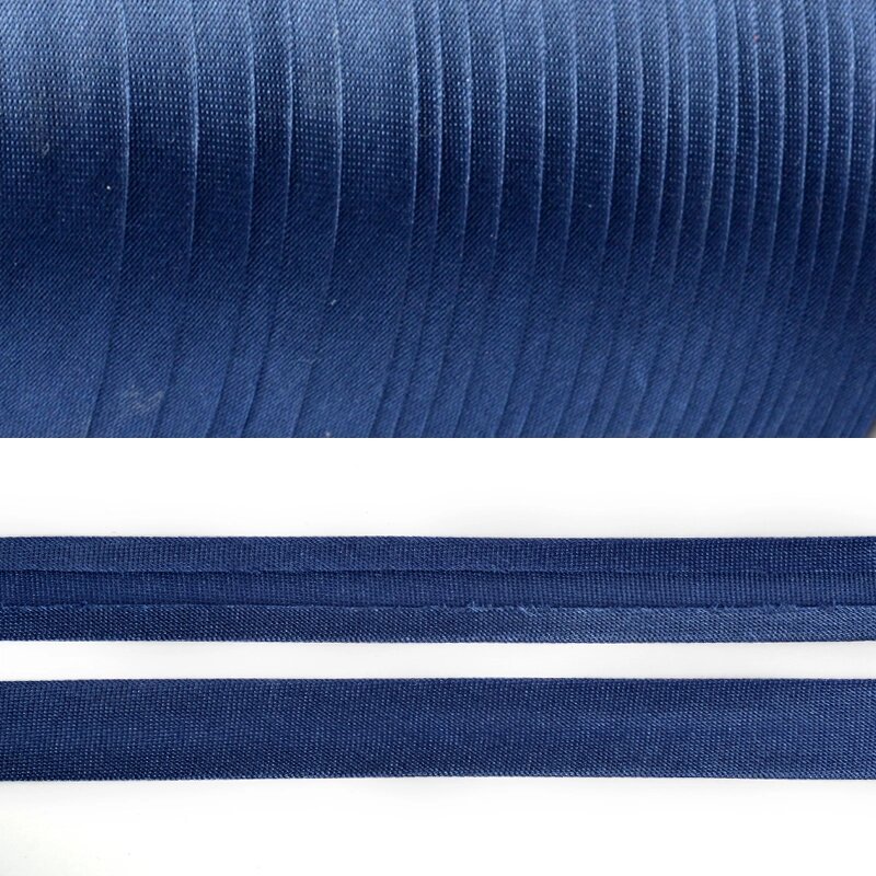 Косая бейка атласная шир. 15мм, 132м в бобине (темно-синий) от компании Магазин ШвейМаг - фото 1
