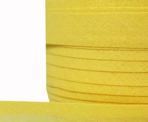 Косая бейка х/б шир. 15мм, 132м (желтый) от компании Магазин ШвейМаг - фото 1