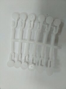 Крючок шторный с роликом на пластике, 10 комплеков по 12 крючков (белый)