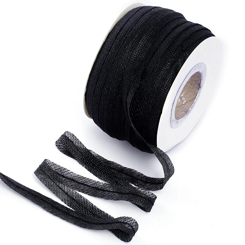 Лента нитепрошивная клеевая по косой с нитью 12мм  рул.100м (черный) от компании Магазин ШвейМаг - фото 1