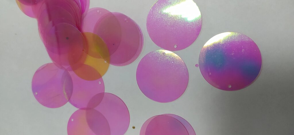Пайетки круглые, плоские 3см , 25гр (розовый) от компании Магазин ШвейМаг - фото 1
