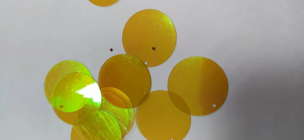 Пайетки круглые, плоские 3см , 25гр (желтый) от компании Магазин ШвейМаг - фото 1