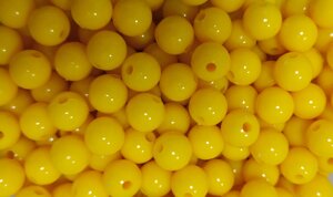 Бусины пластиковые перламутровые d-10мм,100гр (желтый матовый)