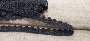 Кружево вязаное гипюр Ромашка, шир 2см, (черный)