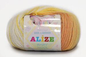 Пряжа ALIZE Baby Wool Batik (салатовый+розовый+голубой+желтый)