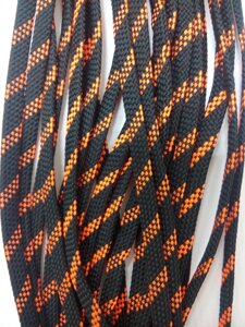 Шнурки плоские 1м (черный/оранжевый)