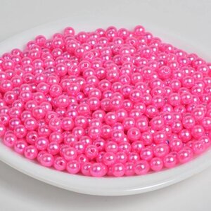 Бусины пластиковые перламутровые d-4мм,100гр (розовый)