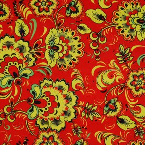 Ткань Габардин с рисунком,150 г/м² 100% полиэстер шир. 150см (красный с желтым)