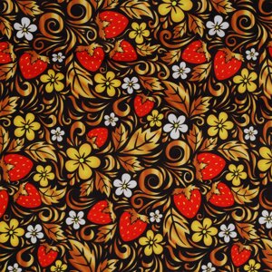 Ткань Габардин с рисунком,150 г/м² 100% полиэстер шир. 150см (черный с желтым и красным)