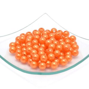 Бусины пластиковые перламутровые d-4мм,100гр (оранжевый)