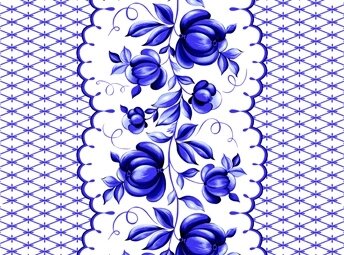 Полотно вафельное, шир 50см  (синий рисунок на белом фоне) от компании Магазин ШвейМаг - фото 1