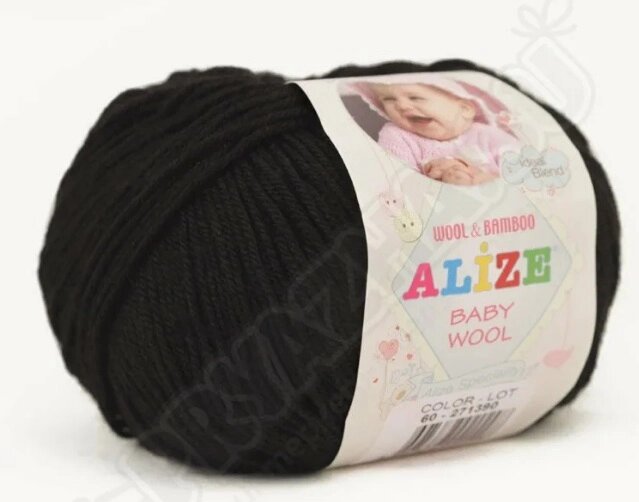 Пряжа ALIZE Baby Wool (черный) от компании Магазин ШвейМаг - фото 1