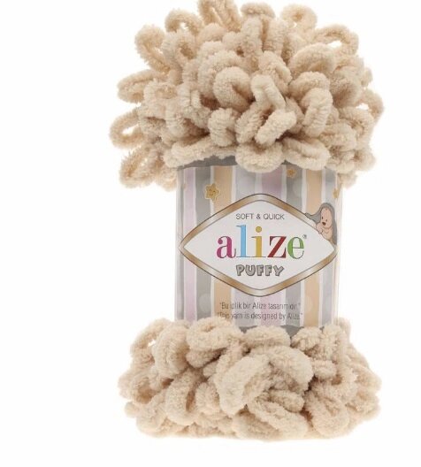 Пряжа для вязания Ализе Puffy (100% микрополиэстер) 5х100г/9.5м (медовый) от компании Магазин ШвейМаг - фото 1