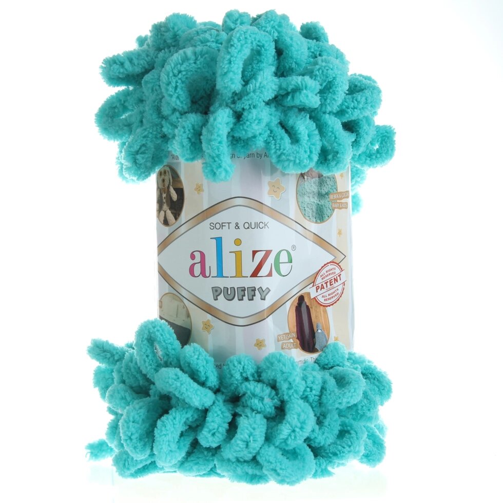 Пряжа для вязания Ализе Puffy (100% микрополиэстер) 5х100г/9.5м (морская волна) от компании Магазин ШвейМаг - фото 1