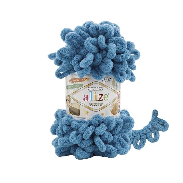 Пряжа для вязания Ализе Puffy (100% микрополиэстер) 5х100г/9.5м (петроль) грязно-голубой от компании Магазин ШвейМаг - фото 1
