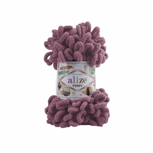 Пряжа для вязания Ализе Puffy (100% микрополиэстер) 5х100г/9.5м (пыльная роза) от компании Магазин ШвейМаг - фото 1