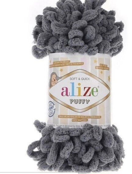 Пряжа для вязания Ализе Puffy (100% микрополиэстер) 5х100г/9.5м (угольно-серый) от компании Магазин ШвейМаг - фото 1