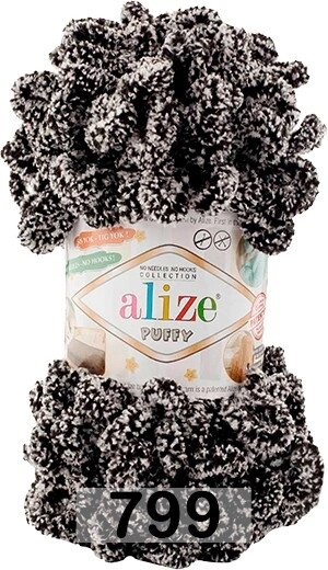 Пряжа для вязания Ализе Puffy color (100% микрополиэстер) 5х100г/9м  (панда) от компании Магазин ШвейМаг - фото 1