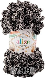 Пряжа для вязания Ализе Puffy color (100% микрополиэстер) 5х100г/9м (панда)