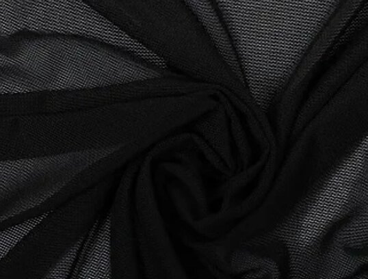 Сетка мягкая фатин 18г/м² 95%нейлон+5%спандекс шир. 150см (черная) от компании Магазин ШвейМаг - фото 1