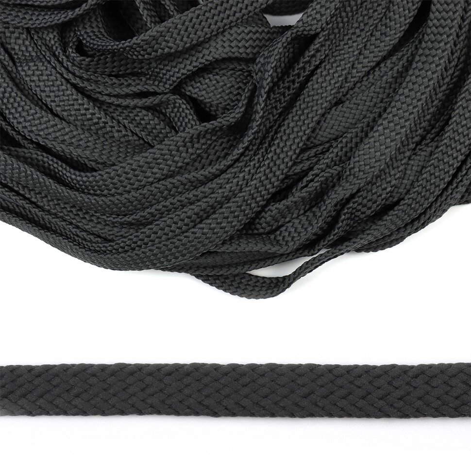 Шнур полиэфирный плоский шир 0,8см (черный) от компании Магазин ШвейМаг - фото 1