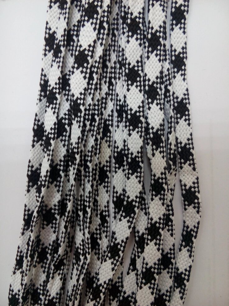 Шнурки  плоские 1м (белый/черный) от компании Магазин ШвейМаг - фото 1