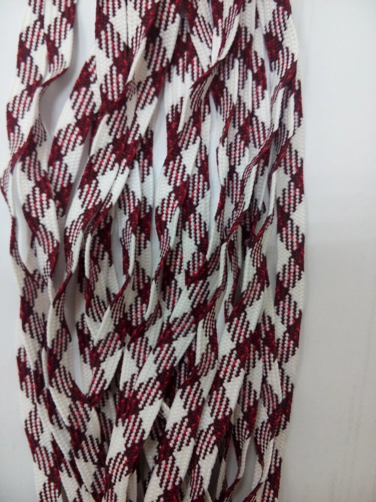 Шнурки  плоские 1м (белый/красный) от компании Магазин ШвейМаг - фото 1