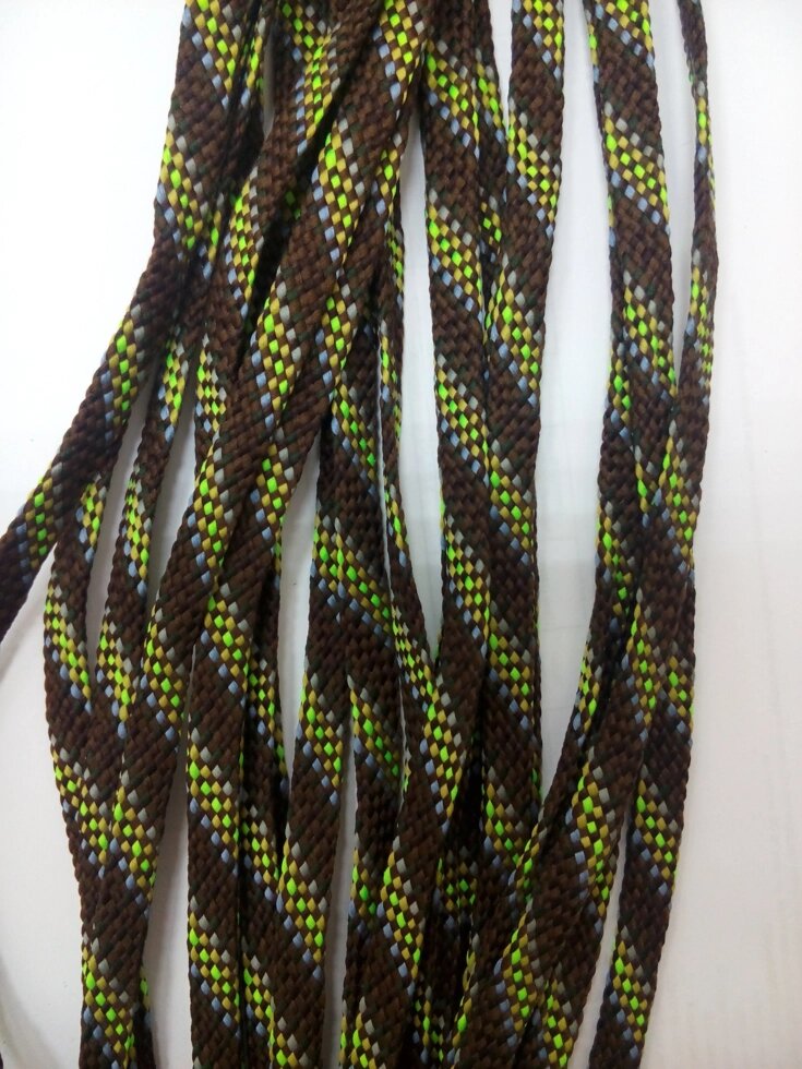 Шнурки  плоские 1м (коричневый/зеленый) от компании Магазин ШвейМаг - фото 1