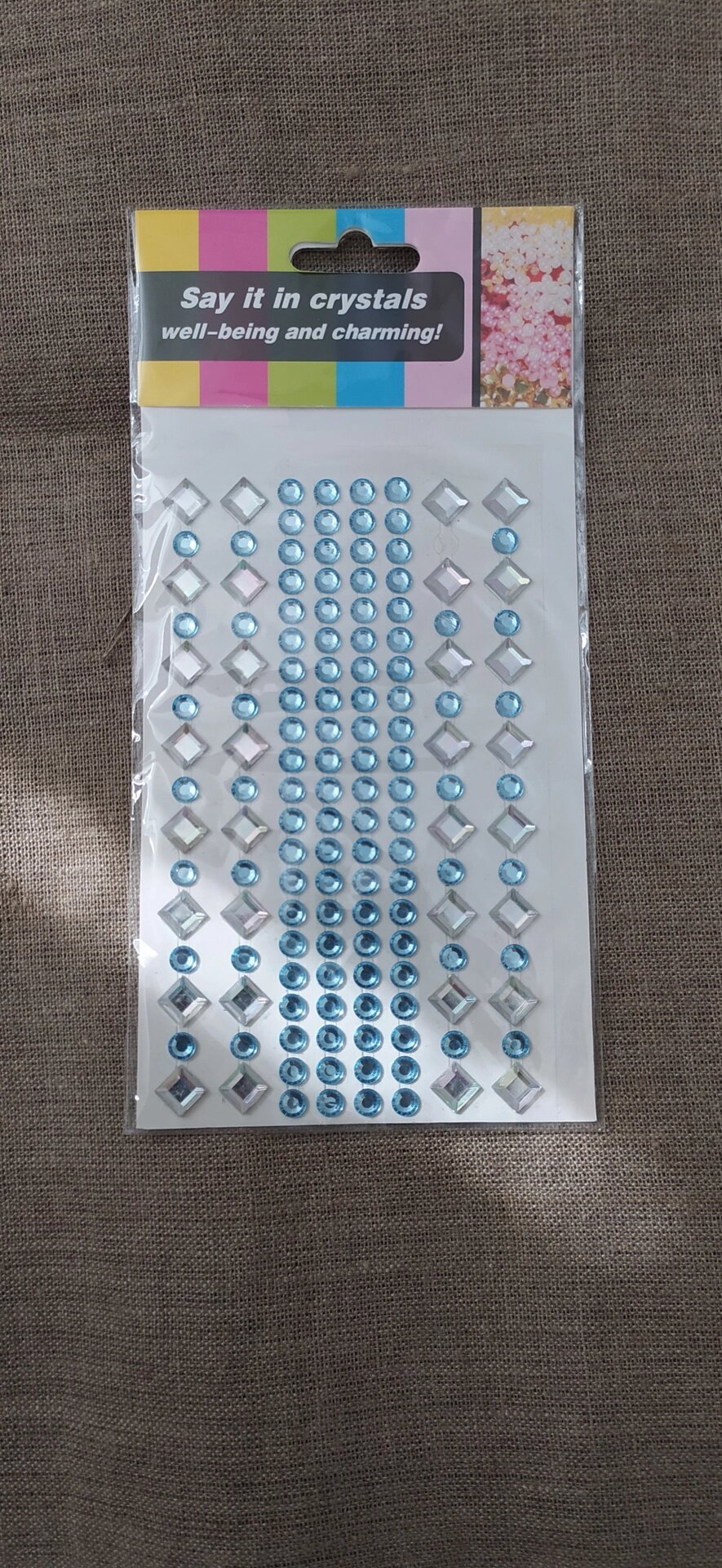 Стразы самоклеющиеся на листе 10/16см (бело-голубые) от компании Магазин ШвейМаг - фото 1