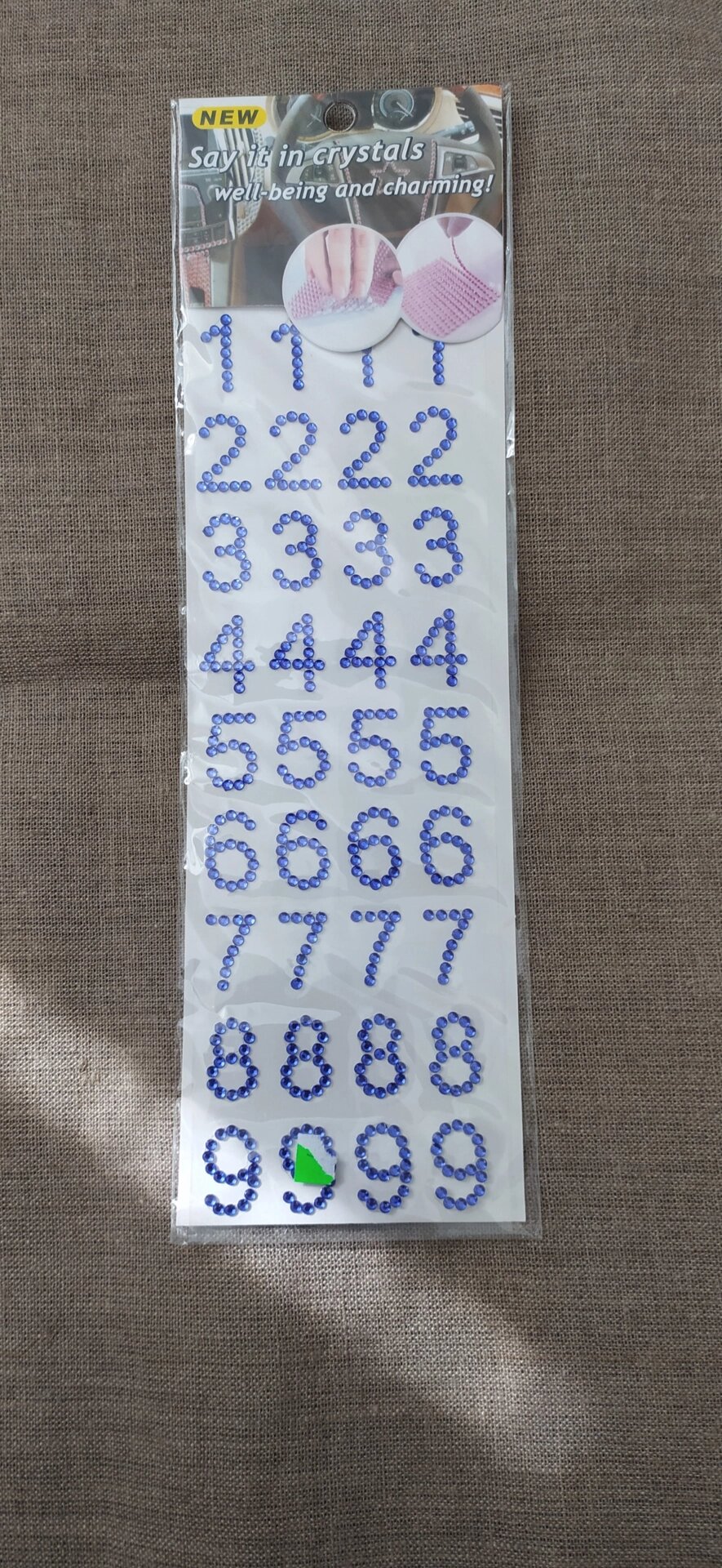 Стразы самоклеющиеся на листе 10/25см  (синие цифры) от компании Магазин ШвейМаг - фото 1