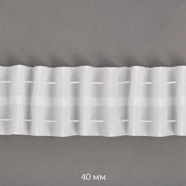 Тесьма шторная шир 4см, х/б, 100м (белая) от компании Магазин ШвейМаг - фото 1