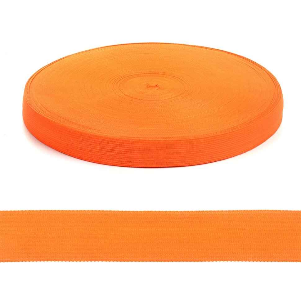 Тесьма вязаная окантовочная 22мм, плотность 2 г/м² , 100м (оранжевая) от компании Магазин ШвейМаг - фото 1