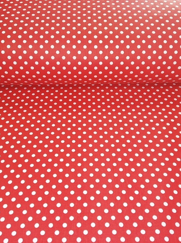 Ткань бязь шир1,5м в горох мелкий (красная) от компании Магазин ШвейМаг - фото 1