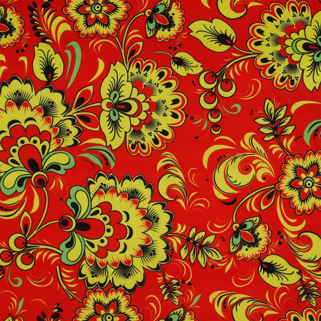Ткань Габардин с рисунком,150 г/м² 100% полиэстер шир. 150см (красный с желтым) от компании Магазин ШвейМаг - фото 1