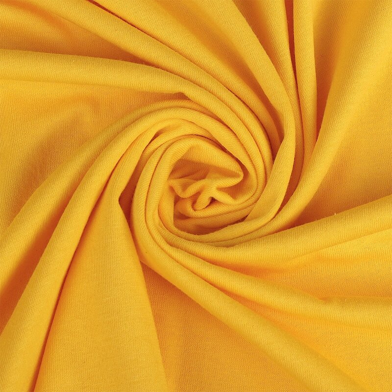Ткань кулирка гл/крашеный, 145г/м² 100% хлопок шир.100+100см (манго желтый) от компании Магазин ШвейМаг - фото 1