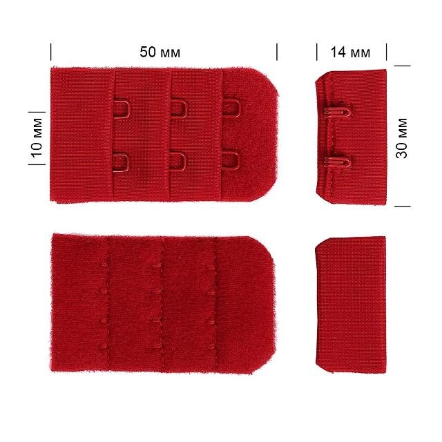 Застежка с крючками 3х2 для бюстгальтера 3см (красный) от компании Магазин ШвейМаг - фото 1
