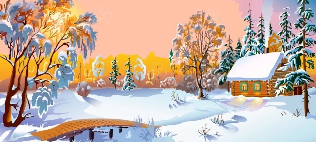 Баннер "Зима с домиком" 1,8*4м от компании ДетямЮга - фото 1