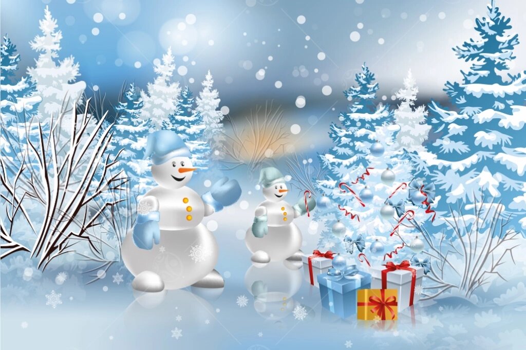 Баннер "Зима со снеговиком" 3*4,5м от компании ДетямЮга - фото 1
