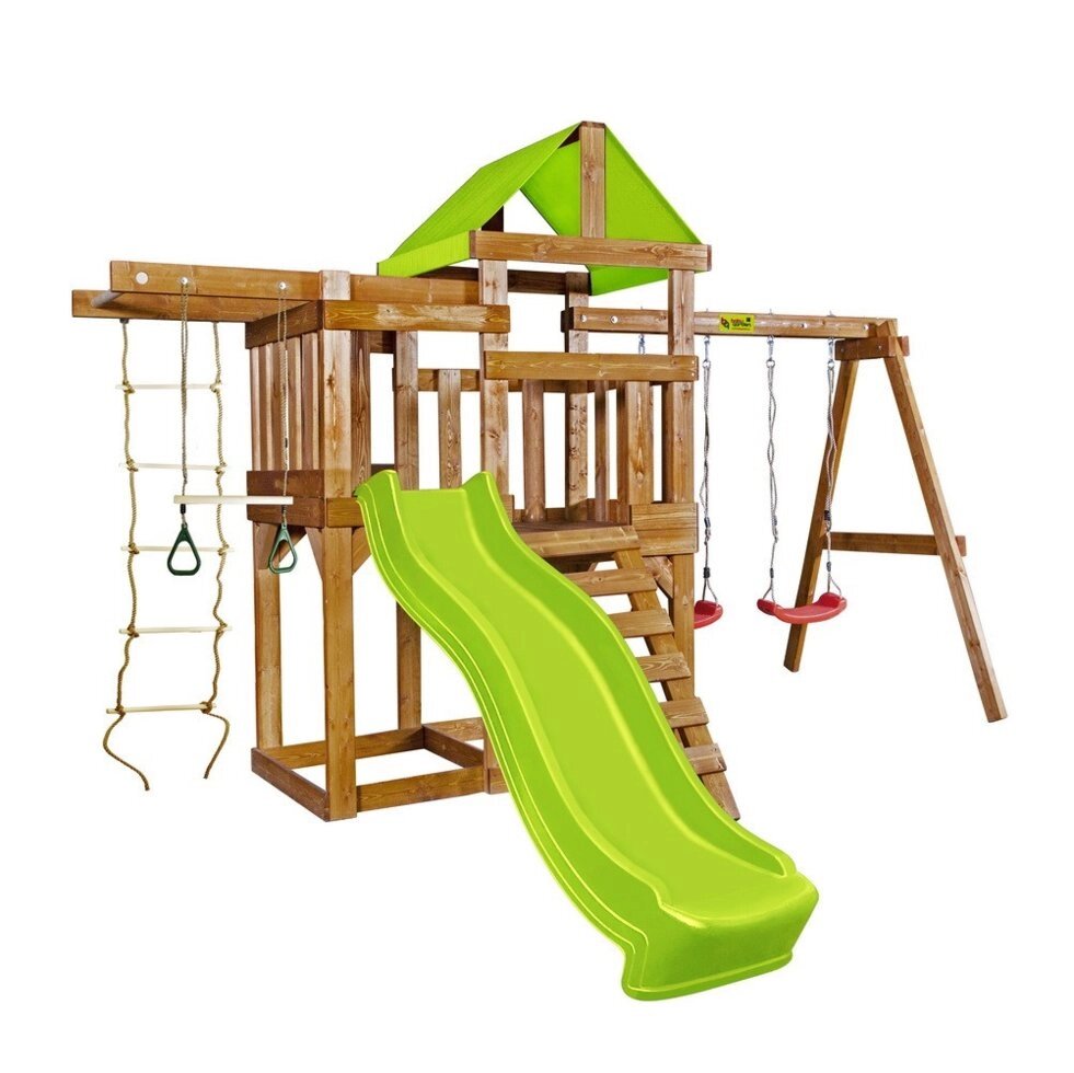 Деревянная детская площадка Babygarden Play 6, габариты 4 х 3,8 м, с балконом, турником от компании ДетямЮга - фото 1